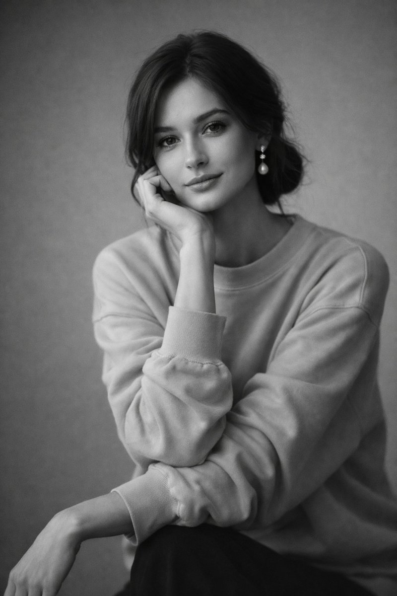 Monochromatic Studio Portrait AI image template preview