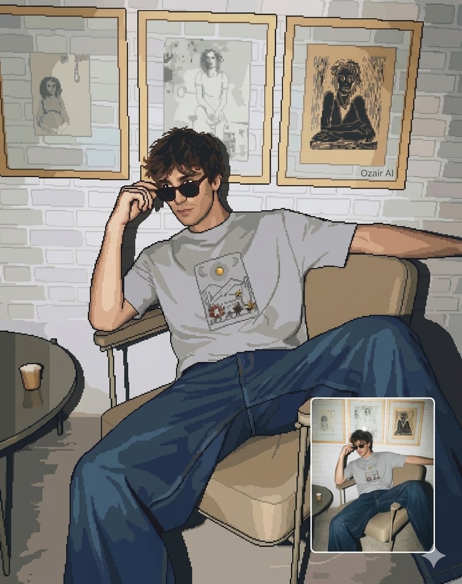 Pixel Art Portrait of a Stylish Man AI image template preview