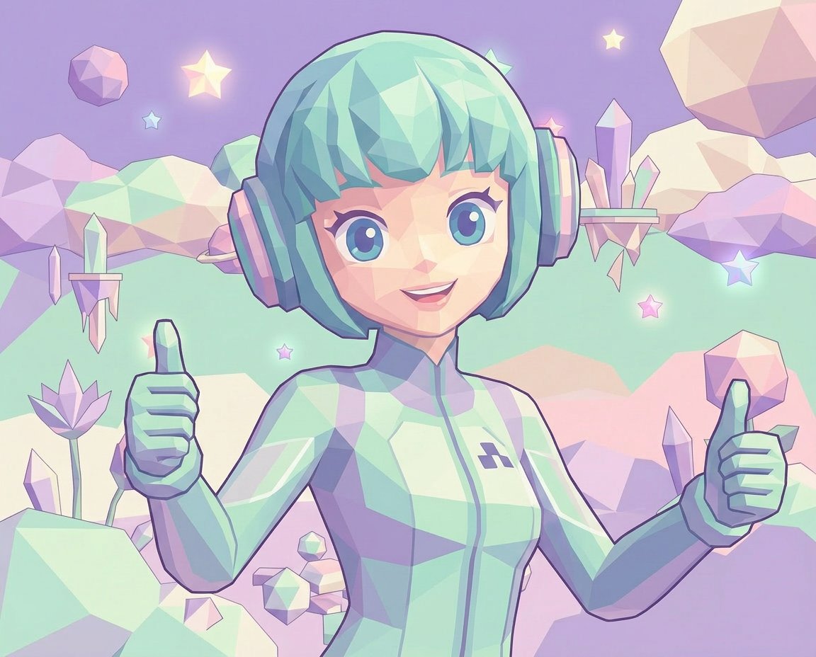 Low-Poly Geometric Character Art AI image template preview