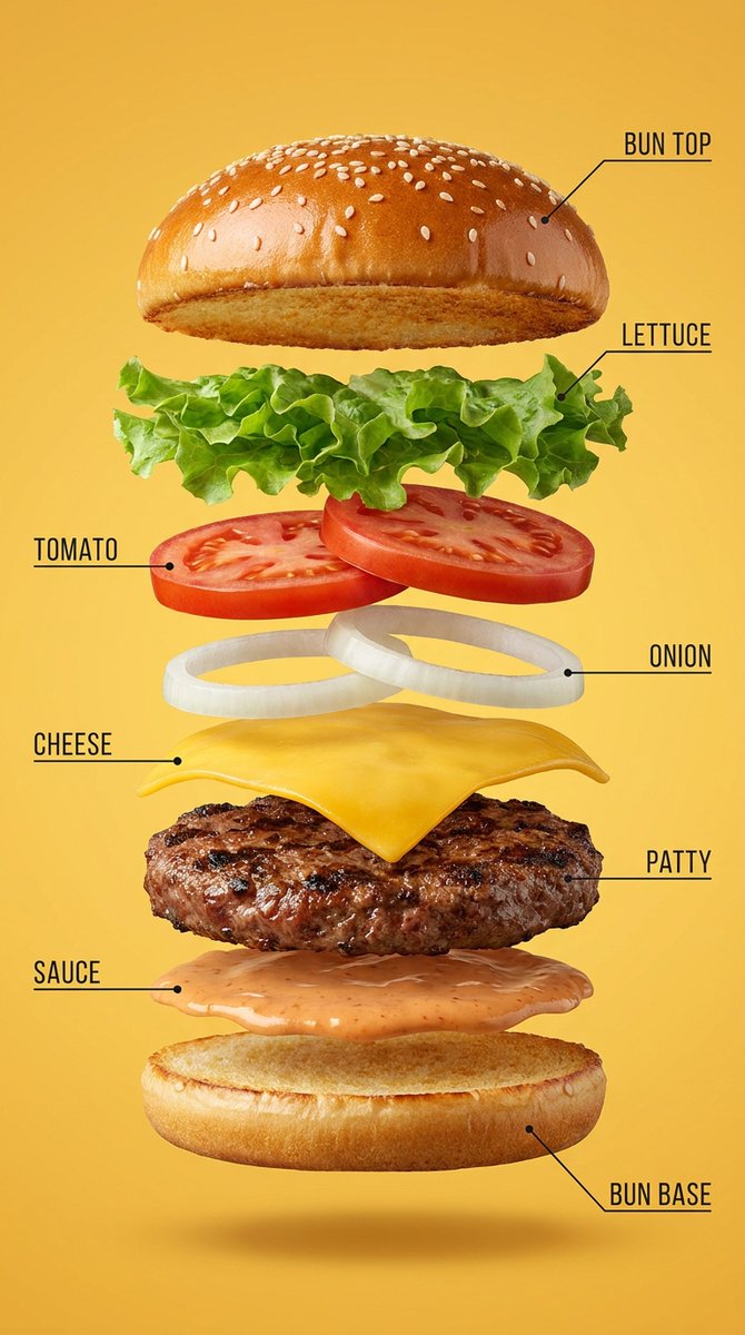 Vertical Exploded Food Infographic AI image template preview