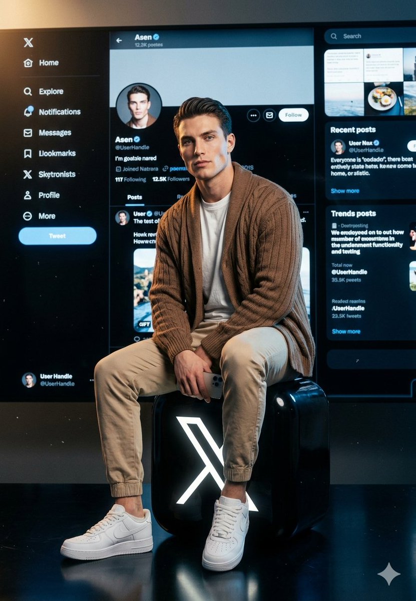 X/Twitter UI Interaction Scene AI image template preview