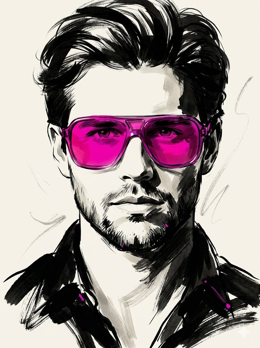 High-Fashion Ink Illustration Portrait AI image template preview