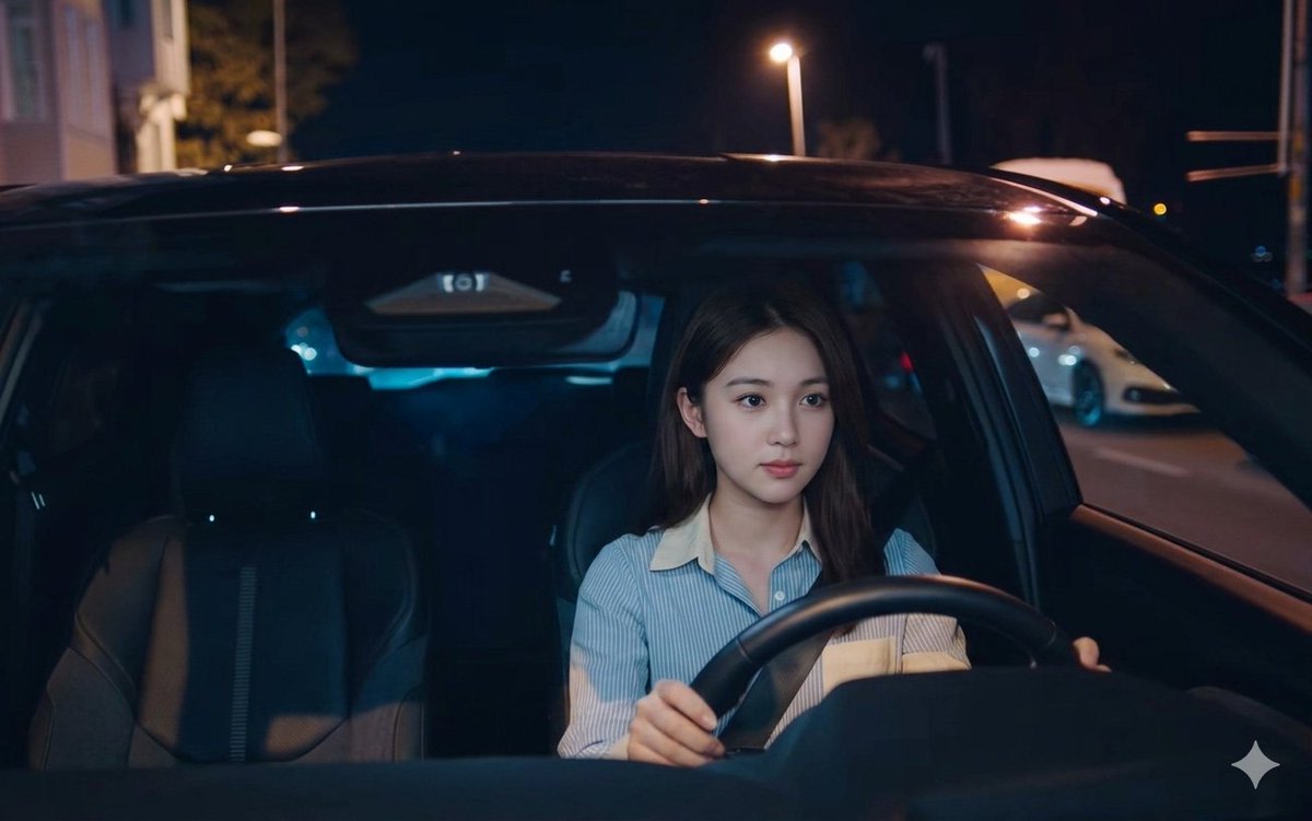 Night Drive Cinematic Portrait AI image template preview