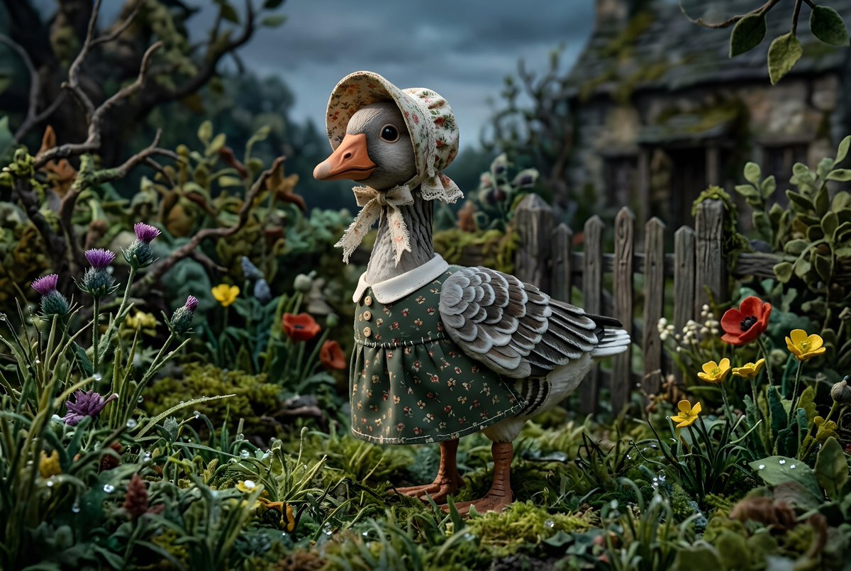 Whimsygoth Goose Illustration AI image template preview