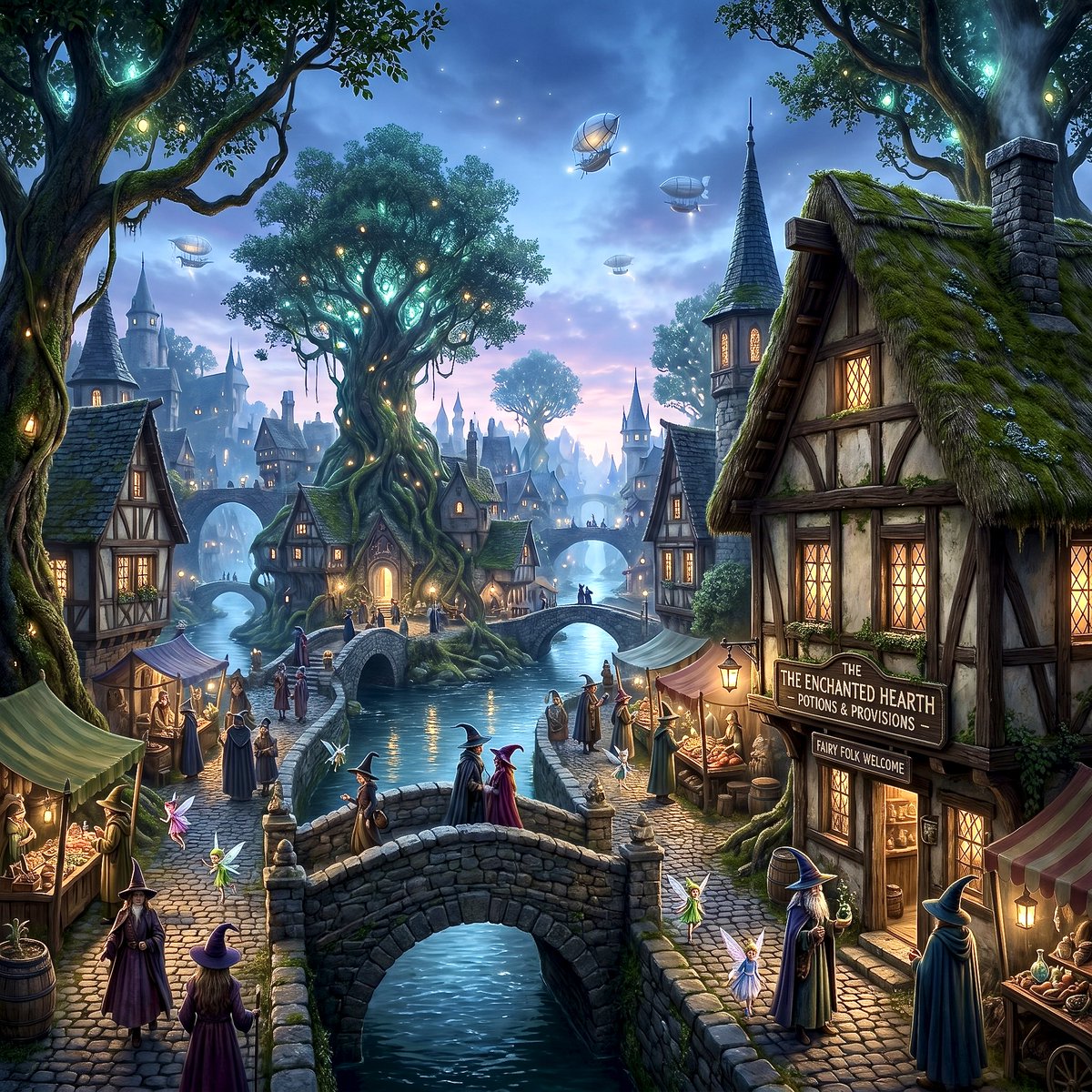 Magical Fantasy World Illustration AI image template preview