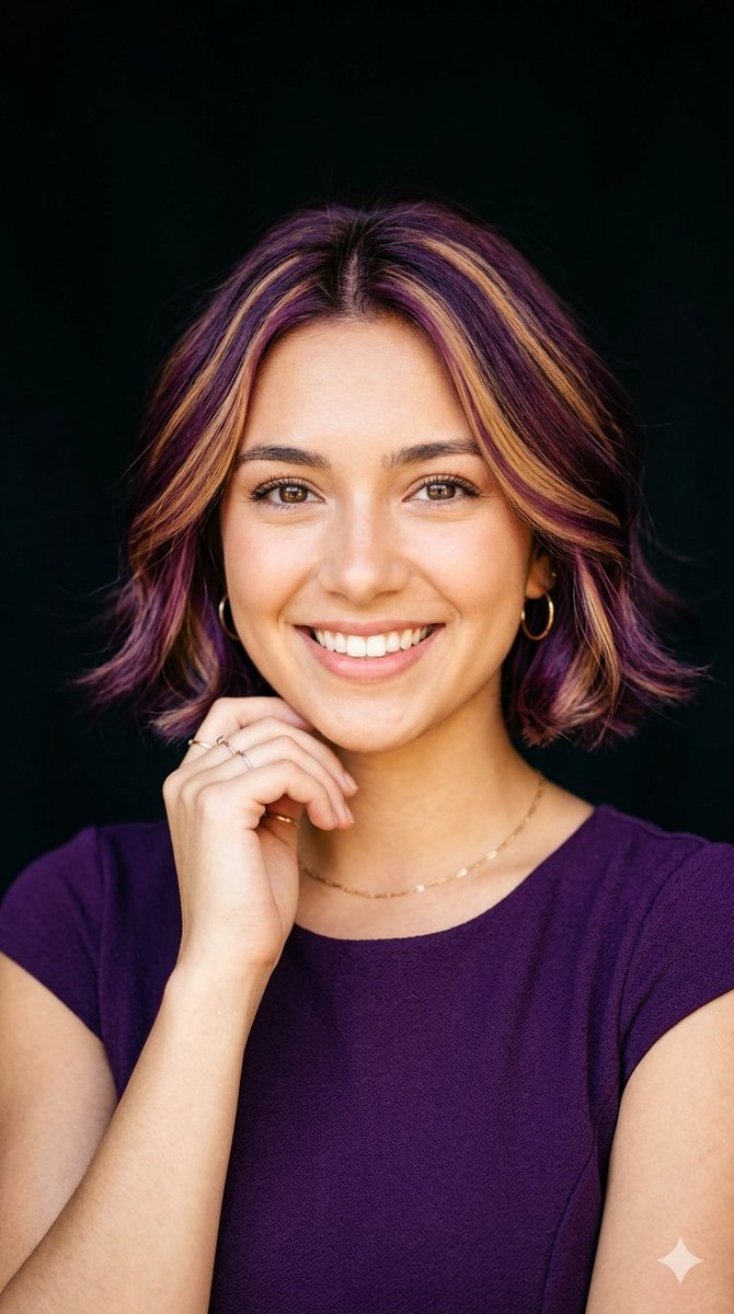 Radiant Purple Bob Portrait AI image template preview