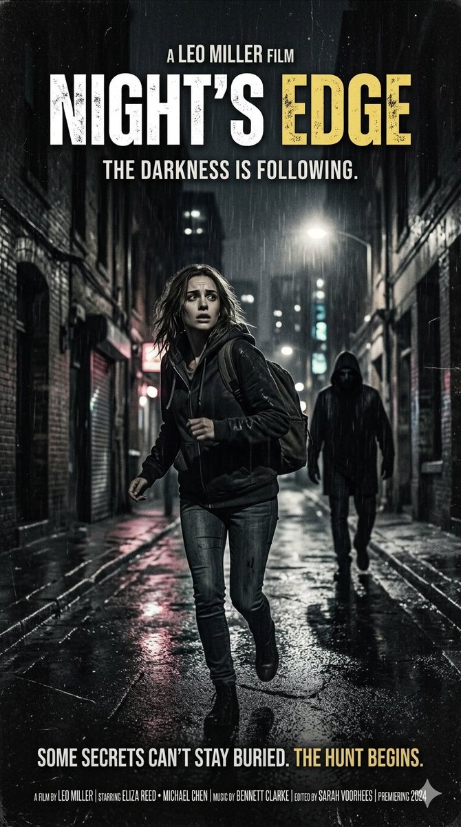 Neo-noir psychological thriller movie poster AI image template preview