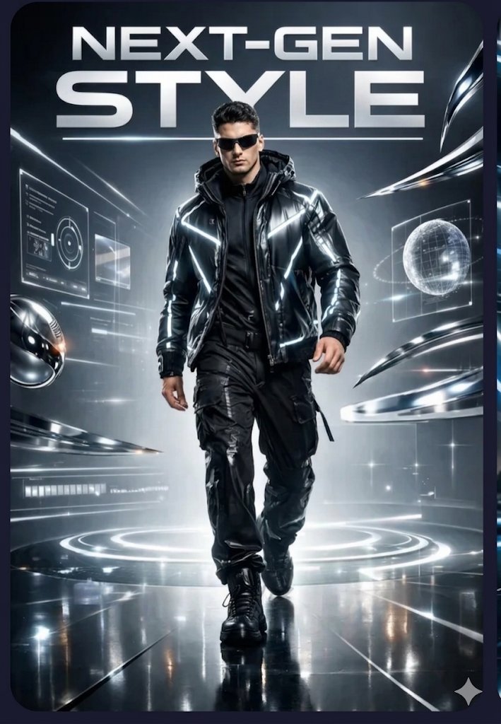 Futuristic Techwear Poster AI image template preview