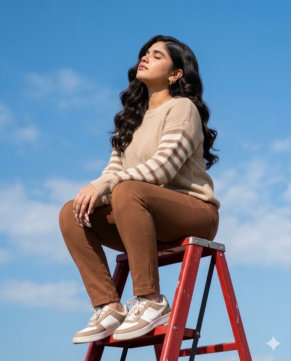 Sunlit Ladder Lifestyle Shot AI image template preview