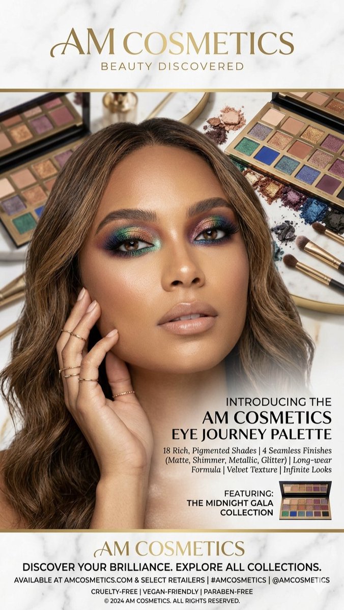 Luxury Makeup Palette Advertisement AI image template preview