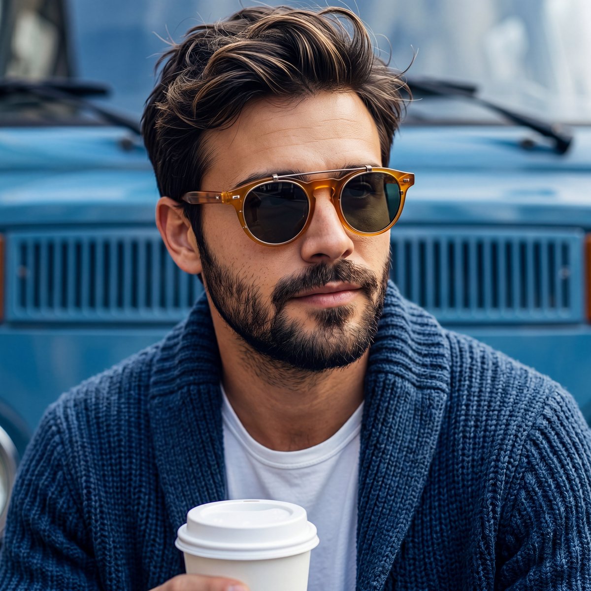 Rugged Sophisticated Urban Male Portrait AI image template preview