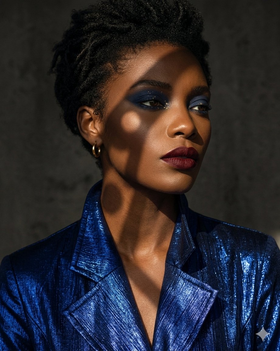 Dramatic Chiaroscuro Fashion Portrait AI image template preview
