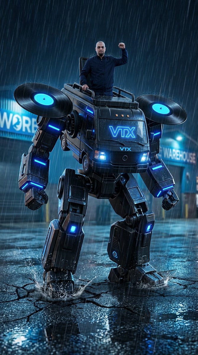 Humanoid Mecha Robot at Night AI image template preview