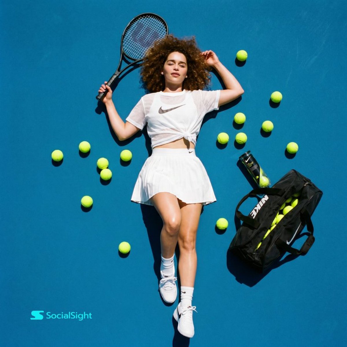 Tennis Court Top-Down Flat Lay AI image template preview