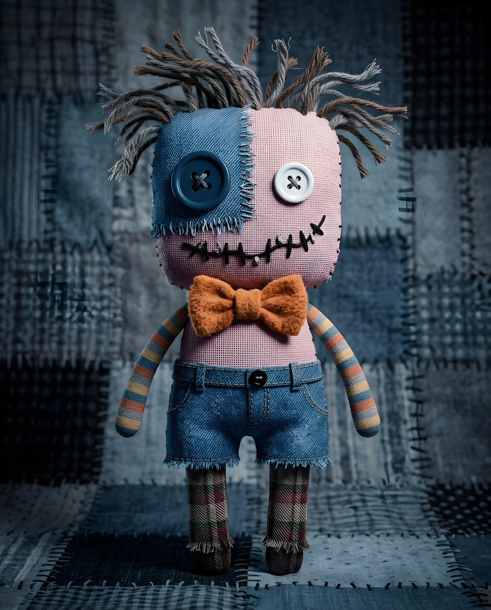 Whimsical Spooky Fabric Doll AI image template preview