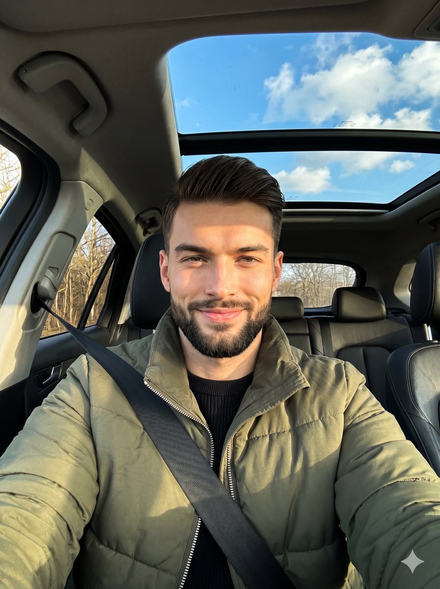 Golden Hour Car Driver Portrait AI image template preview