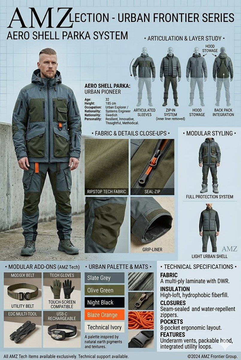 Technical Outerwear Design Sheet AI image template preview