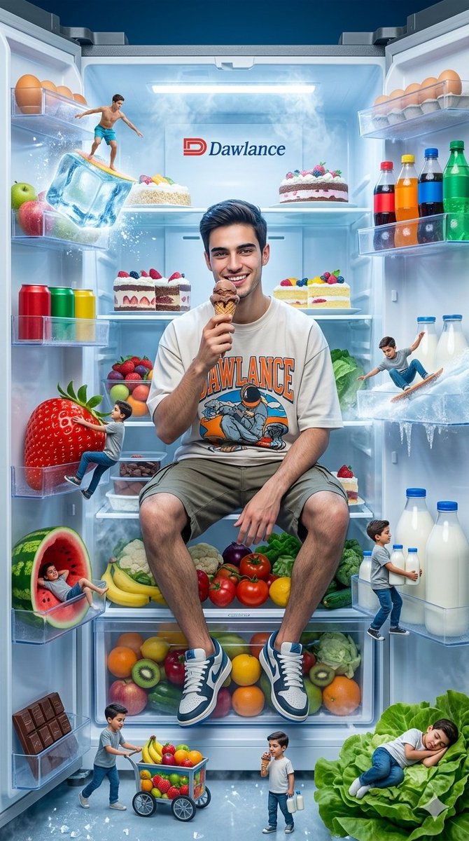 Luxury Refrigerator Miniature World AI image template preview