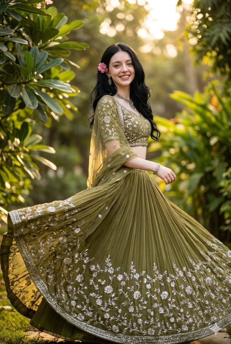 Indian Fashion Portrait in Garden AI image template preview