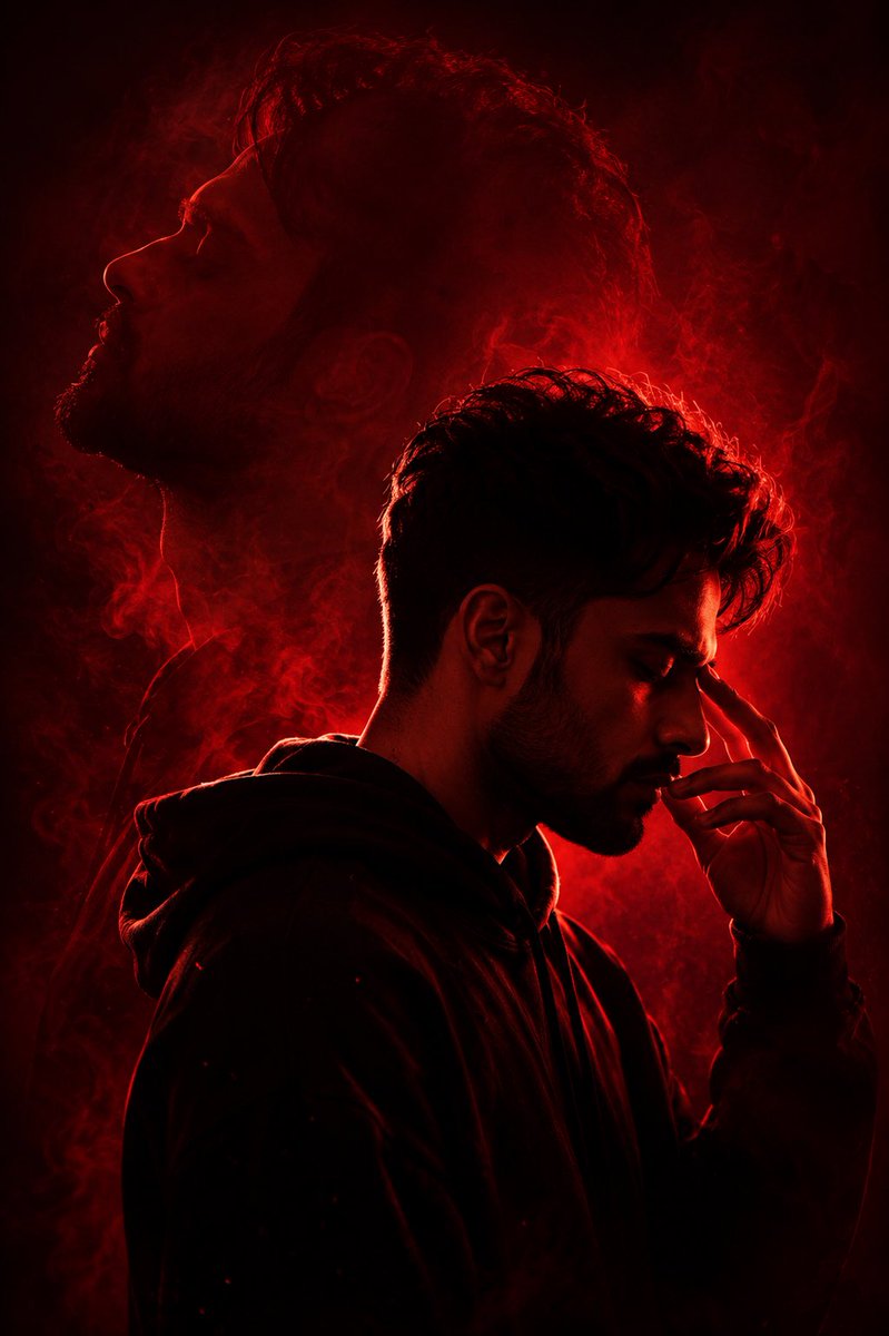 Red Noir Cinematic Identity Portrait AI image template preview