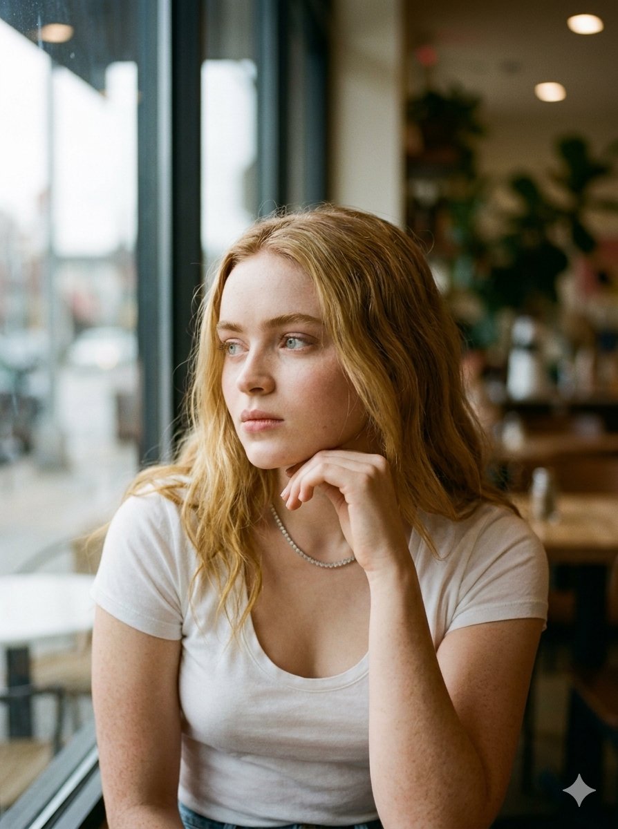 Cinematic Cafe Contemplation AI image template preview