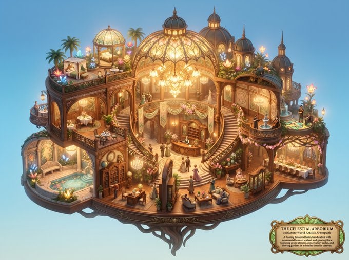 Miniature Luxury Hotel Lobby AI image template preview