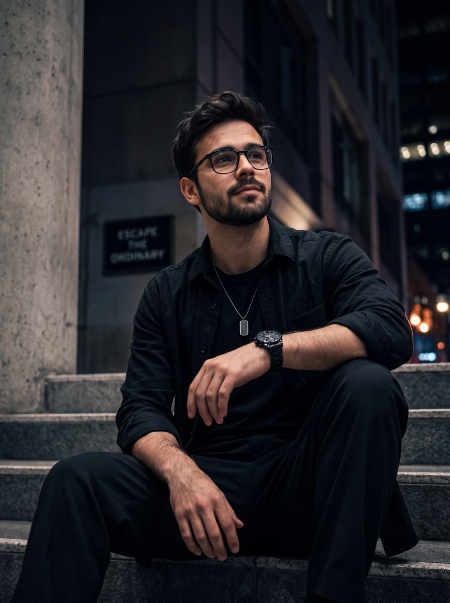 Urban Night Streetwear Portrait AI image template preview