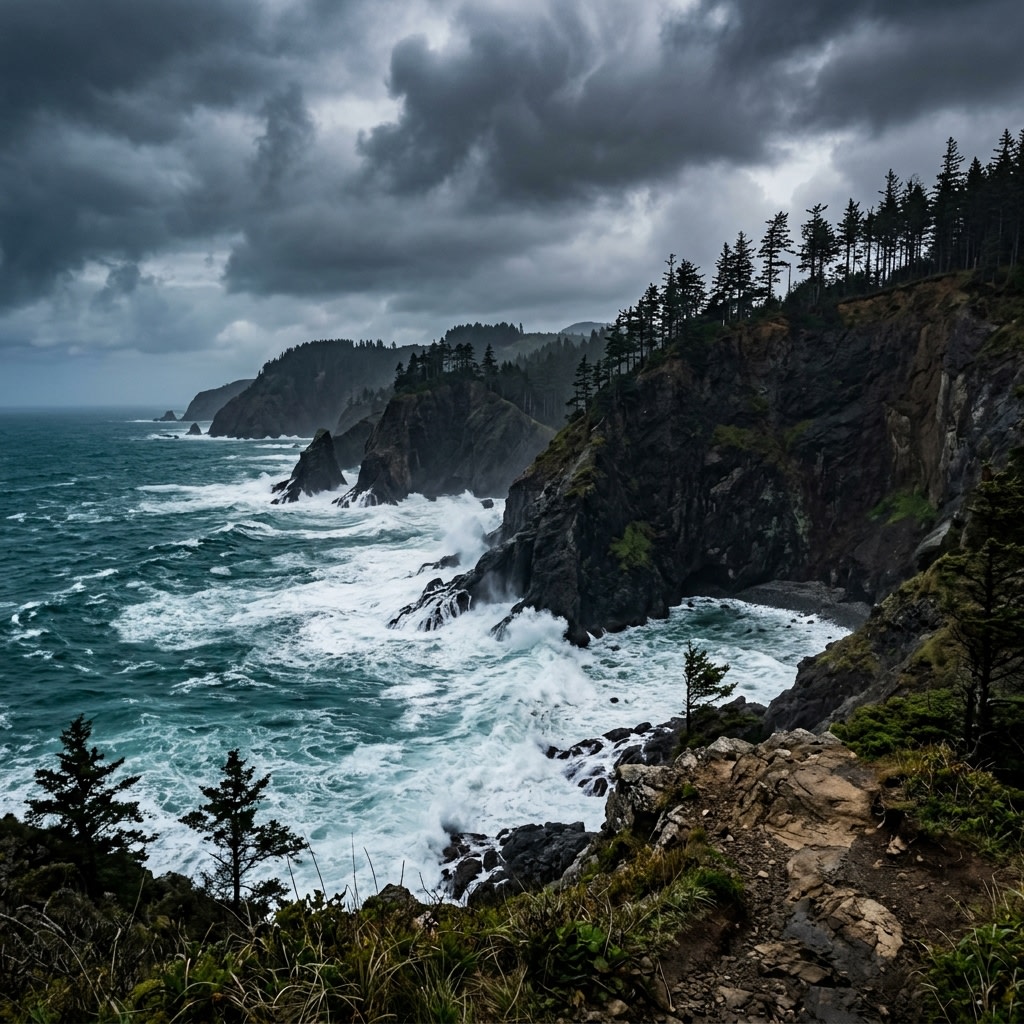 Panoramic Coastal Cliff Landscape AI image template preview