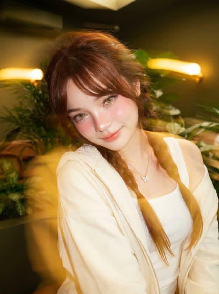 Ultra-Realistic Café Portrait of a Young Woman AI image template preview
