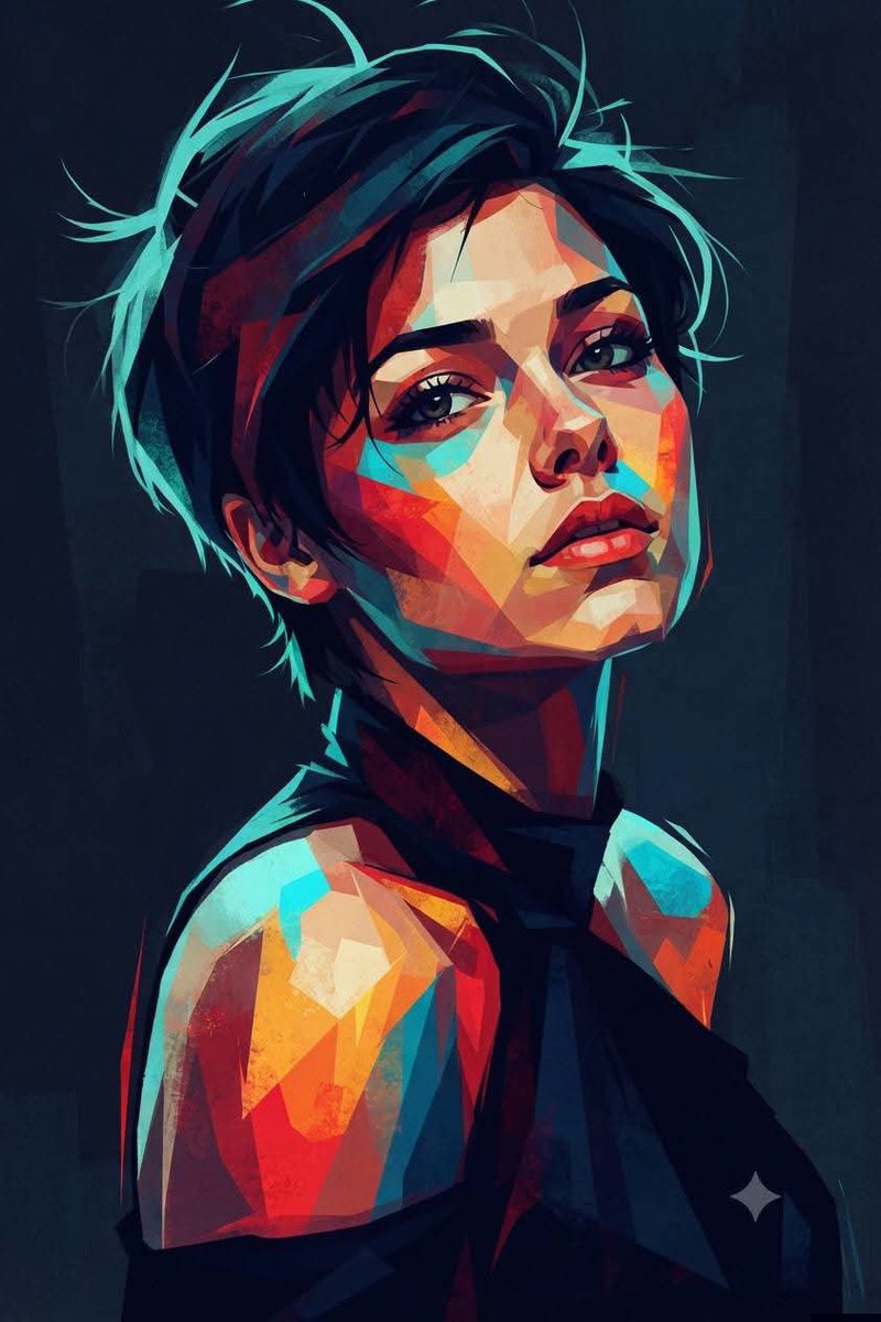 Geometric Cubist Portrait Illustration AI image template preview