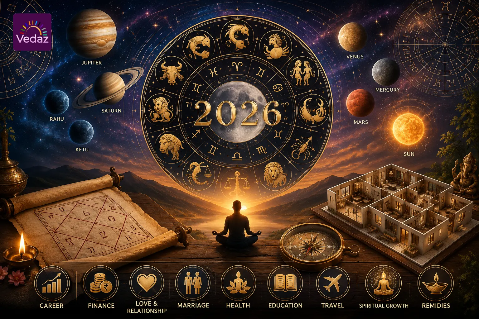 2026 Astrology Predictions: Detailed Moon Sign-Wise Analysis of All Planetary Movements