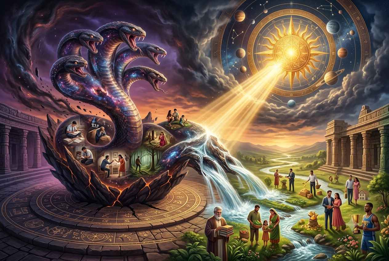 Kaal Sarp Dosh: What It Really Is, The 12 Types, and Why It Cancels More Often Than It Holds