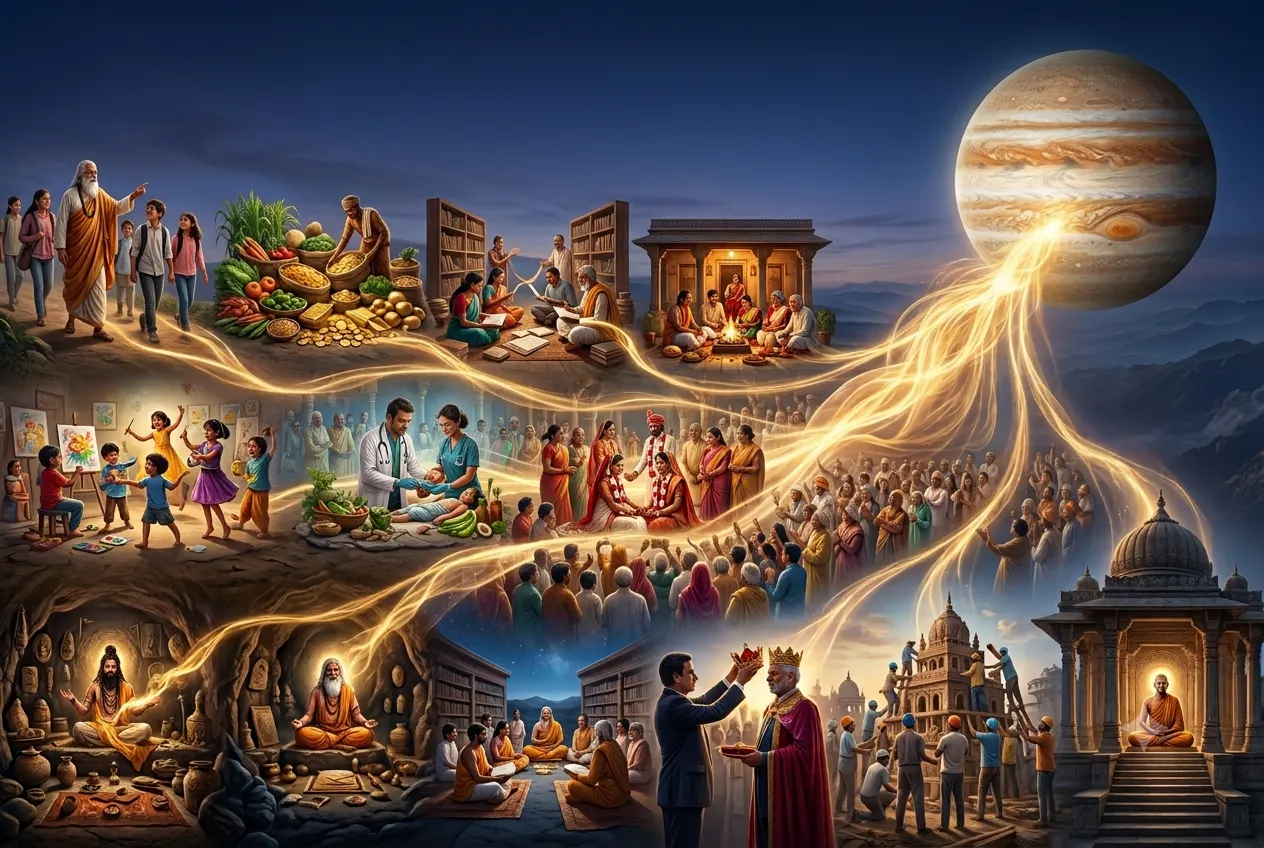 Jupiter astrology symbol representing prosperity, wealth and important areas of life