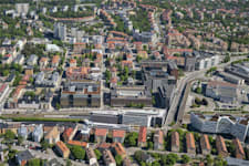 Järnvägsgatan 2, entréplan - Flygbild Sundbybergs centrum