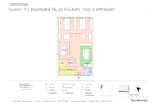 Gustav lll:s Boulevard 56 - Ritning Gustav III's boulevard 56, Frösunda, plan 3, entréplan, ca 155 kvm