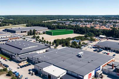 Fraktgatan 4 - Skiss på storlek och placering för hall med fotavtryck om 2 100 kvm (70x30 m.)