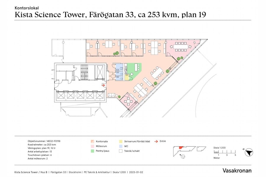 Färögatan 33 - Kista Science Tower, p... - Ritning Kista Science Tower, plan B19, ca 253 kvm, 14532-F0198