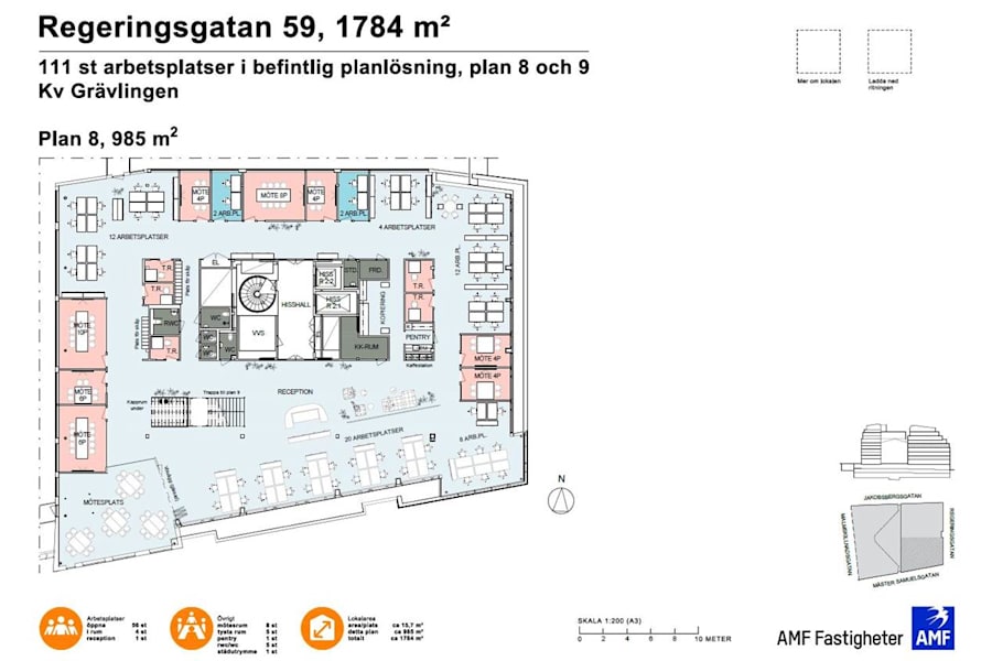 Regeringsgatan 59 - Planritning plan 8