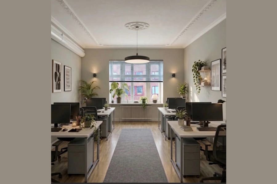 Coworking-plats på Erik Dahlbergsallén 15, Stockholm