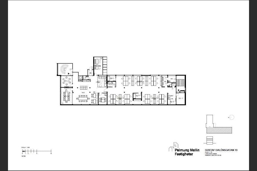 Gustaf Dalénsgatan 19 - Exempel på planskiss 408 kvm
