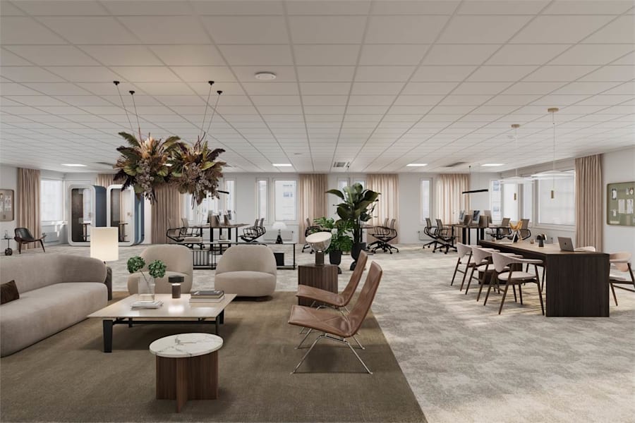 Gustav lll:s Boulevard 64 - Moderna, öppna och ljusa ytor för lounge och kontorsplatser (visionsbild)