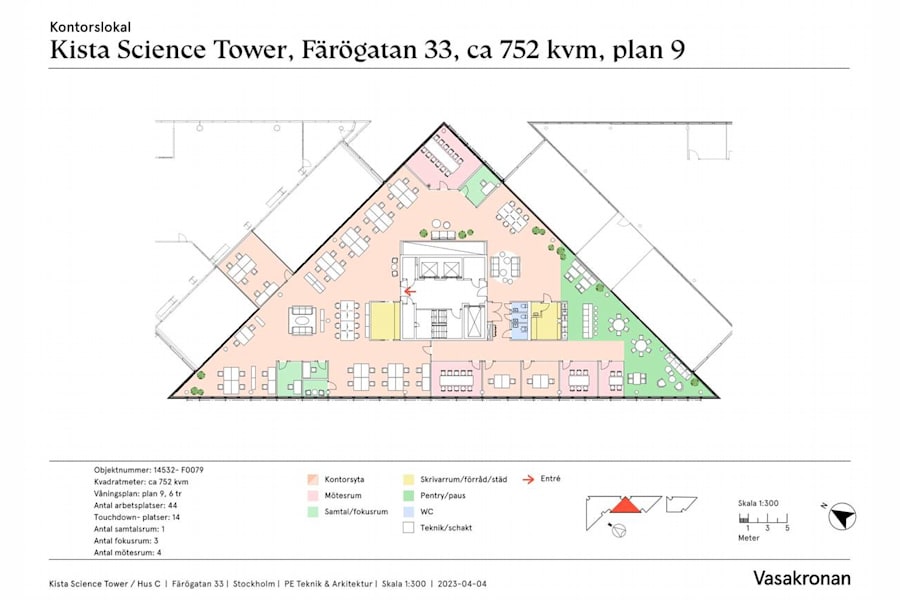 Färögatan 33 - Kista Science Tower, p... - Ritning Kista Science Tower, plan C9, ca 752 kvm, 14532-F0079