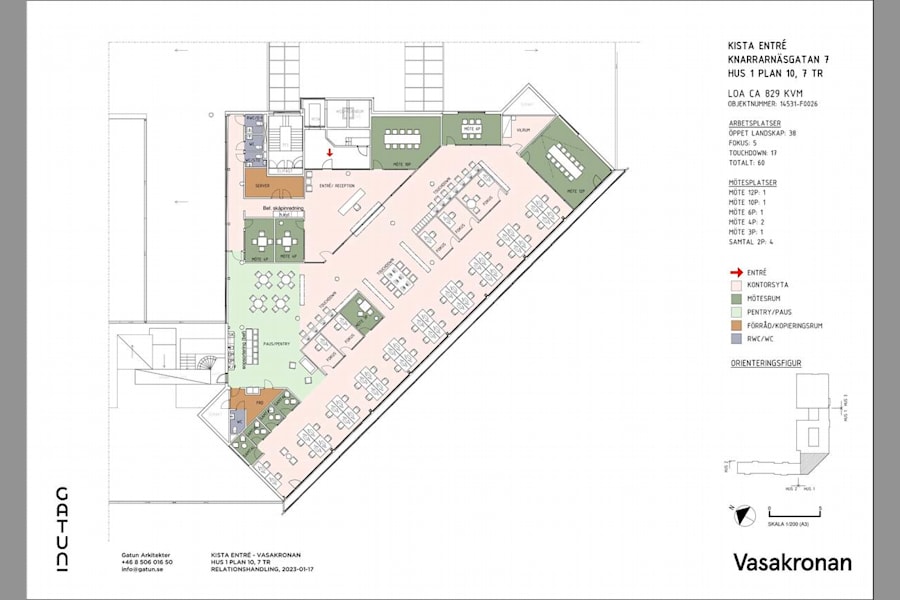 Knarrarnäsgatan 7 - Kista Entré, plan... - Ritning Kista Entré, Hus 1, plan 10, ca 829 kvm, 14531-F0026