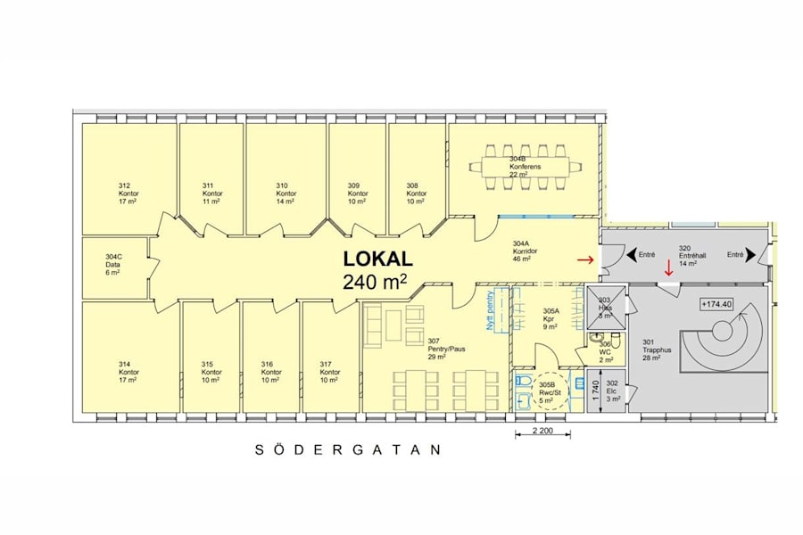 Södergatan 2 - Ritning