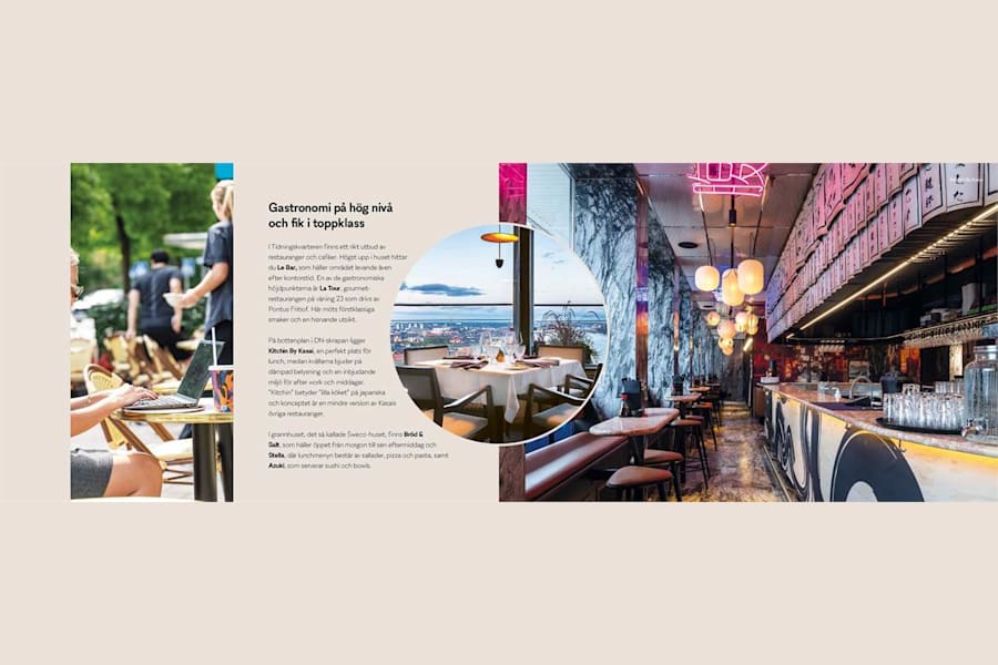 Gjörwellsgatan 28 - Stort restaurangutbud, här restaurang och bar La Tour & Le Bar i DN-skrapan samt Kitchin by Kasai i DN-skrapan