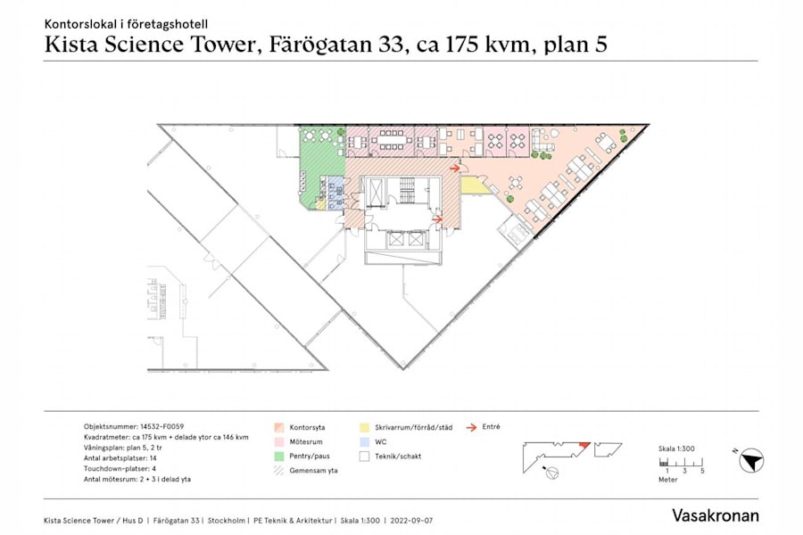 Färögatan 33 - Kista Science Tower, p... - Ritning Kista Science Tower, plan D5, ca 175 kvm, 14532-F0059