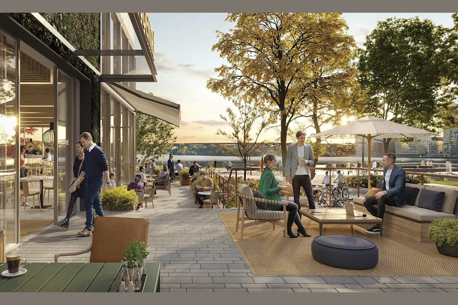 Årstaängsvägen 11 - Visionsbild kafé i bottenplan