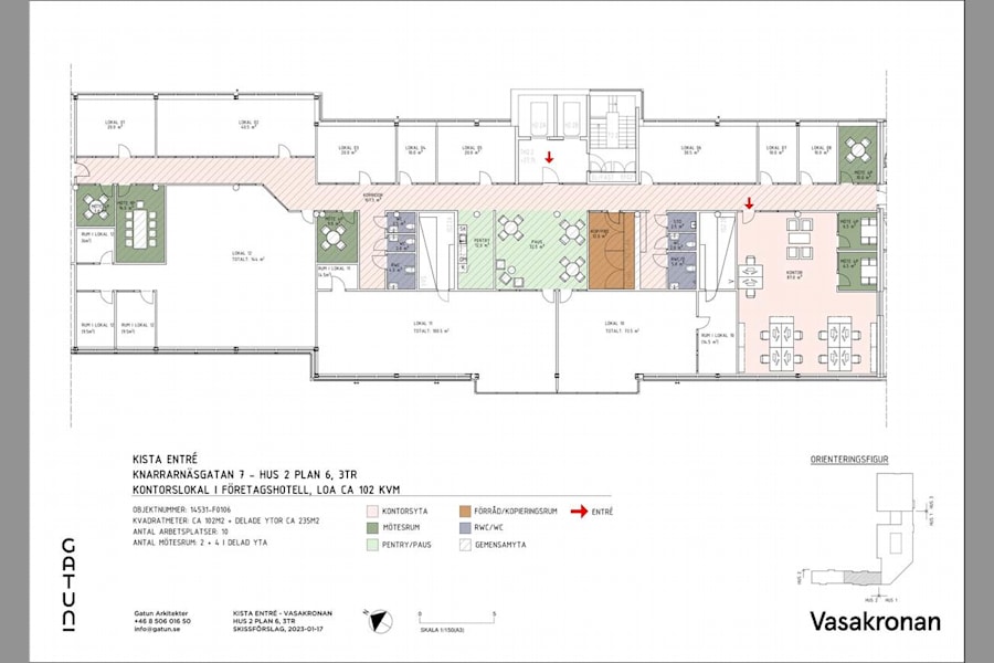 Knarrarnäsgatan 9 - Kista Entré, plan... - Ritning Kista Entré, Hus 2, plan 6, ca 102 kvm, 14531-F0106