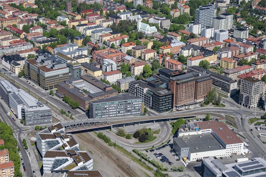 Järnvägsgatan 2, 1 tr - Flygbild centrala Sundbyberg