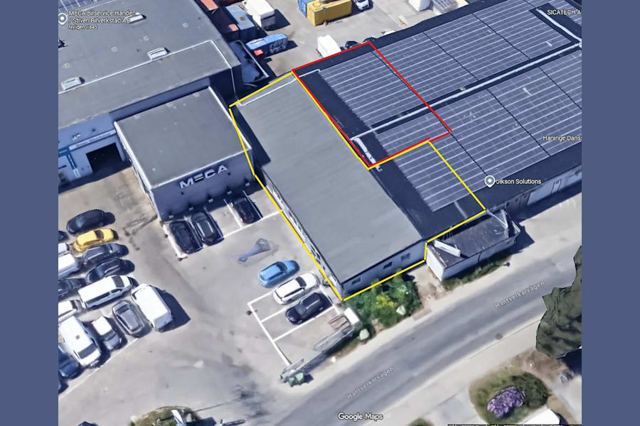 Hantverkarvägen 24 - GULT = Kontor, Rött = Lager